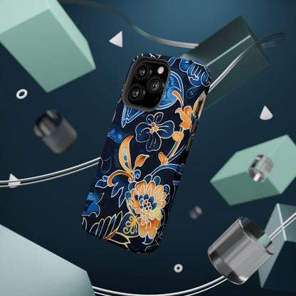 Floral Indigo Pattern Magnetic Impact Phone Case - DIGITAL X