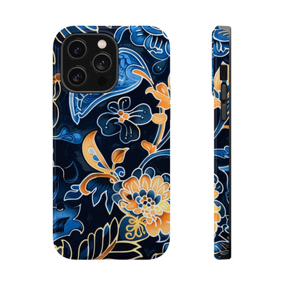 Floral Indigo Pattern Magnetic Impact Phone Case - DIGITAL X