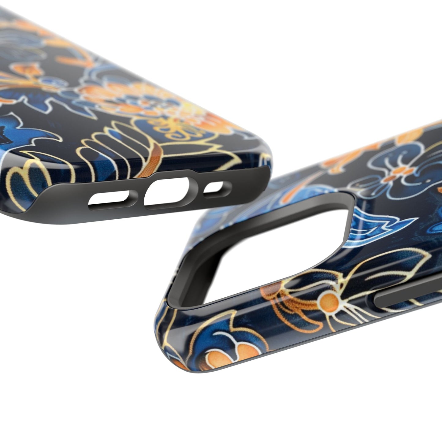 Floral Indigo Pattern Magnetic Impact Phone Case - DIGITAL X