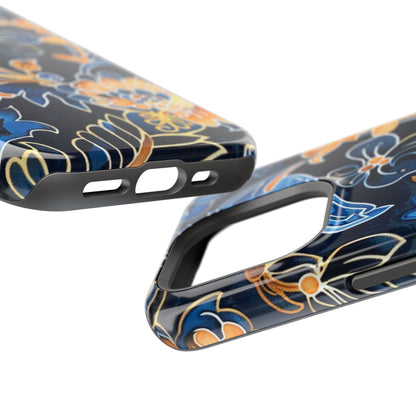 Floral Indigo Pattern Magnetic Impact Phone Case - DIGITAL X