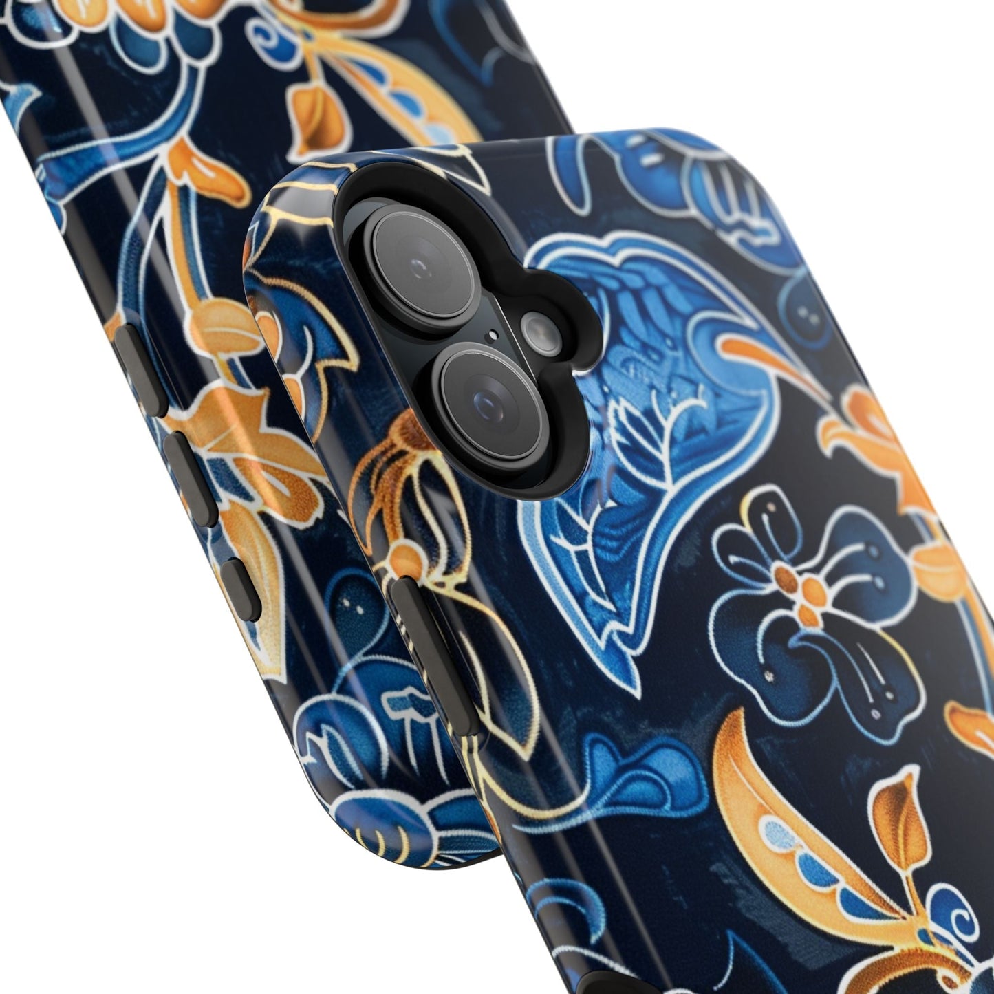 Floral Indigo Pattern Magnetic Impact Phone Case - DIGITAL X