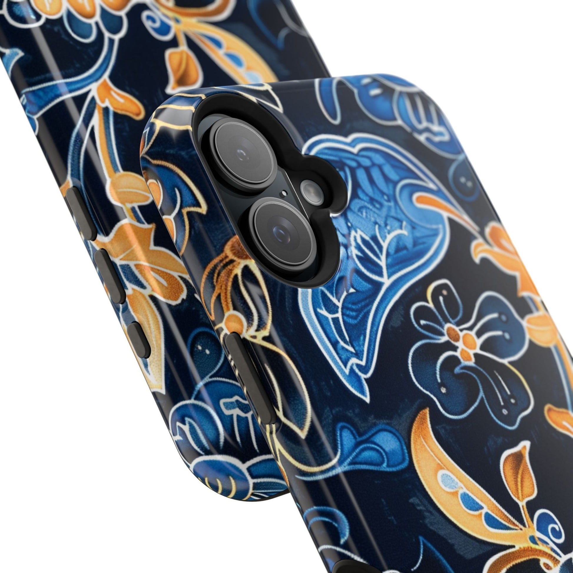 Floral Indigo Pattern Magnetic Impact Phone Case - DIGITAL X