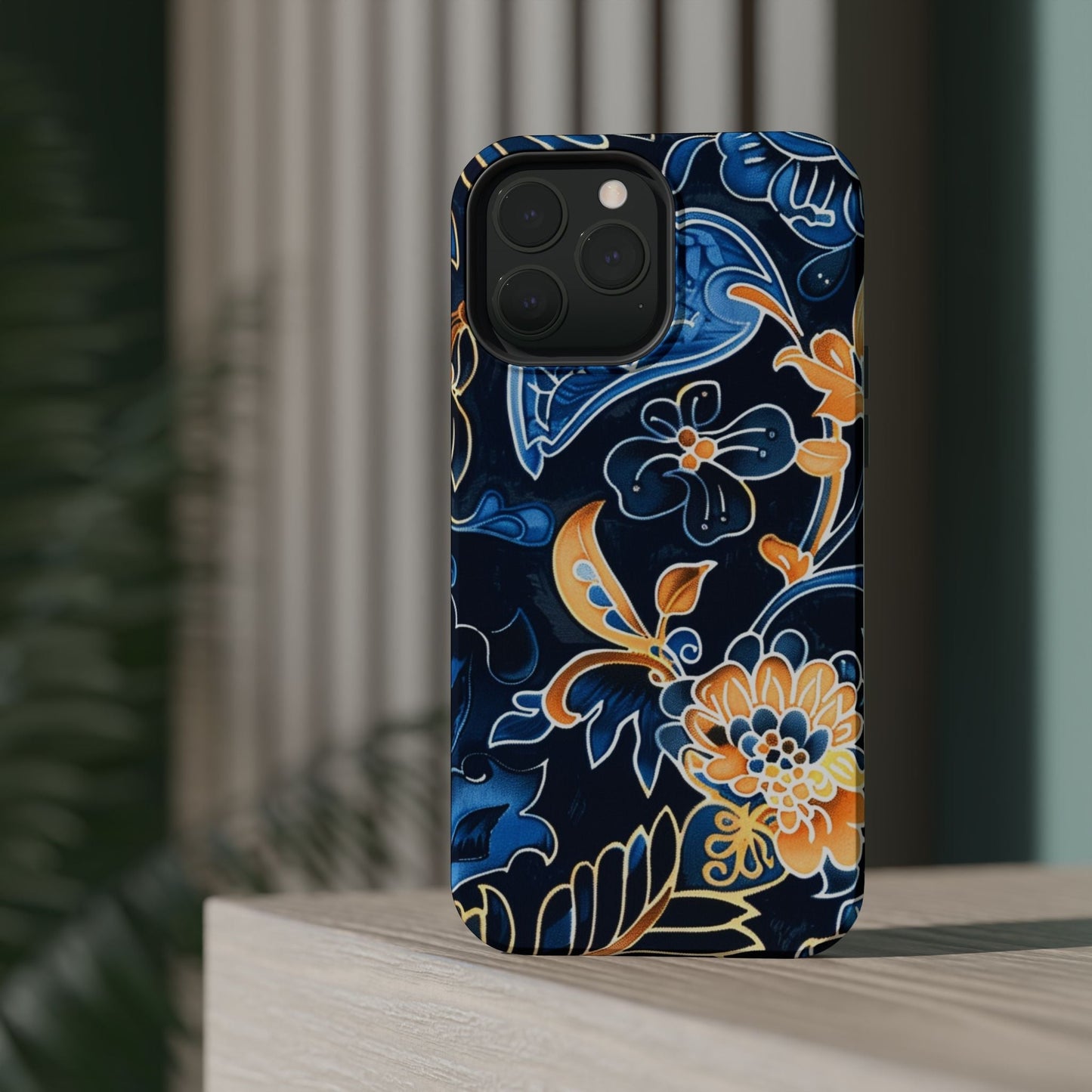 Floral Indigo Pattern Magnetic Impact Phone Case - DIGITAL X