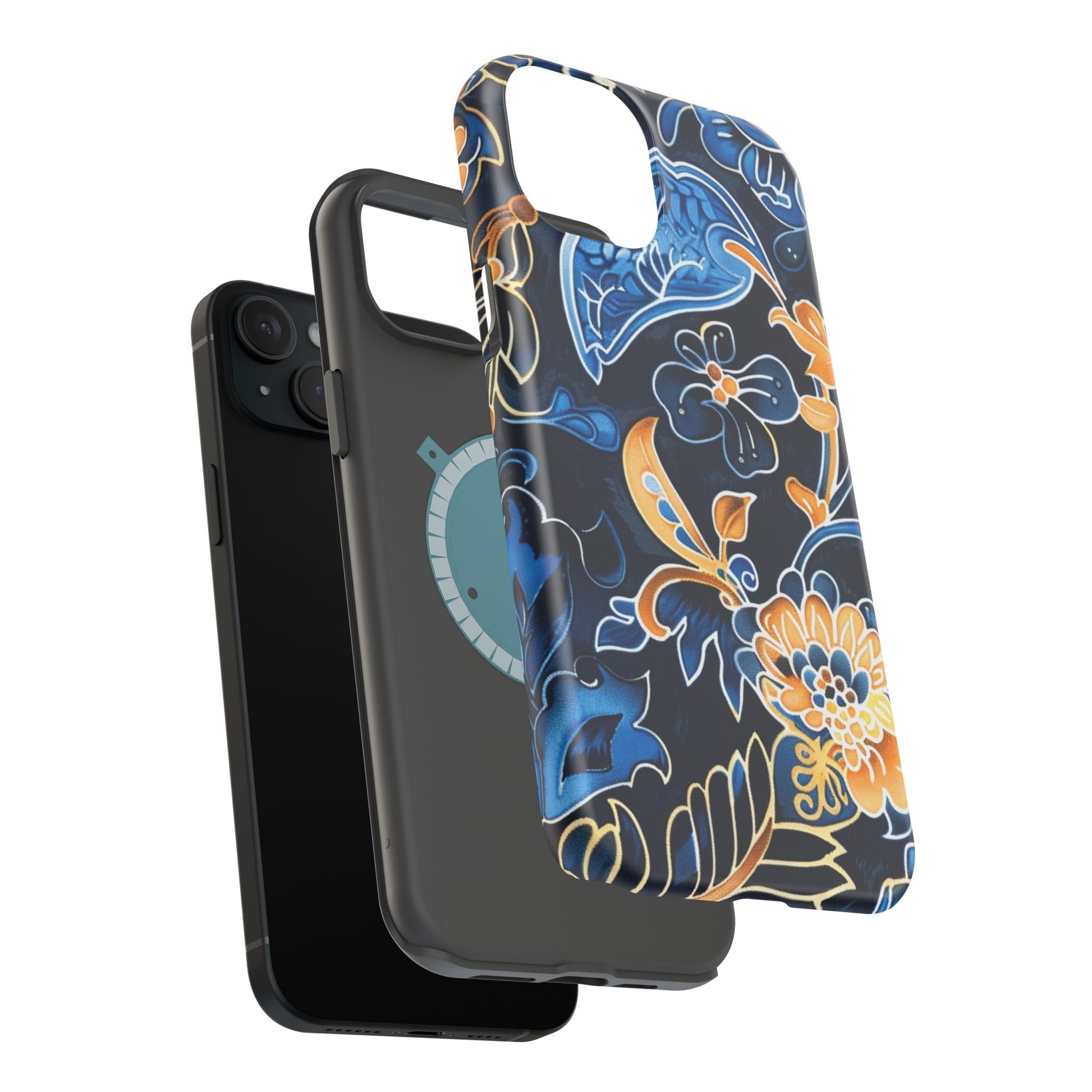 Floral Indigo Pattern Magnetic Impact Phone Case - DIGITAL X