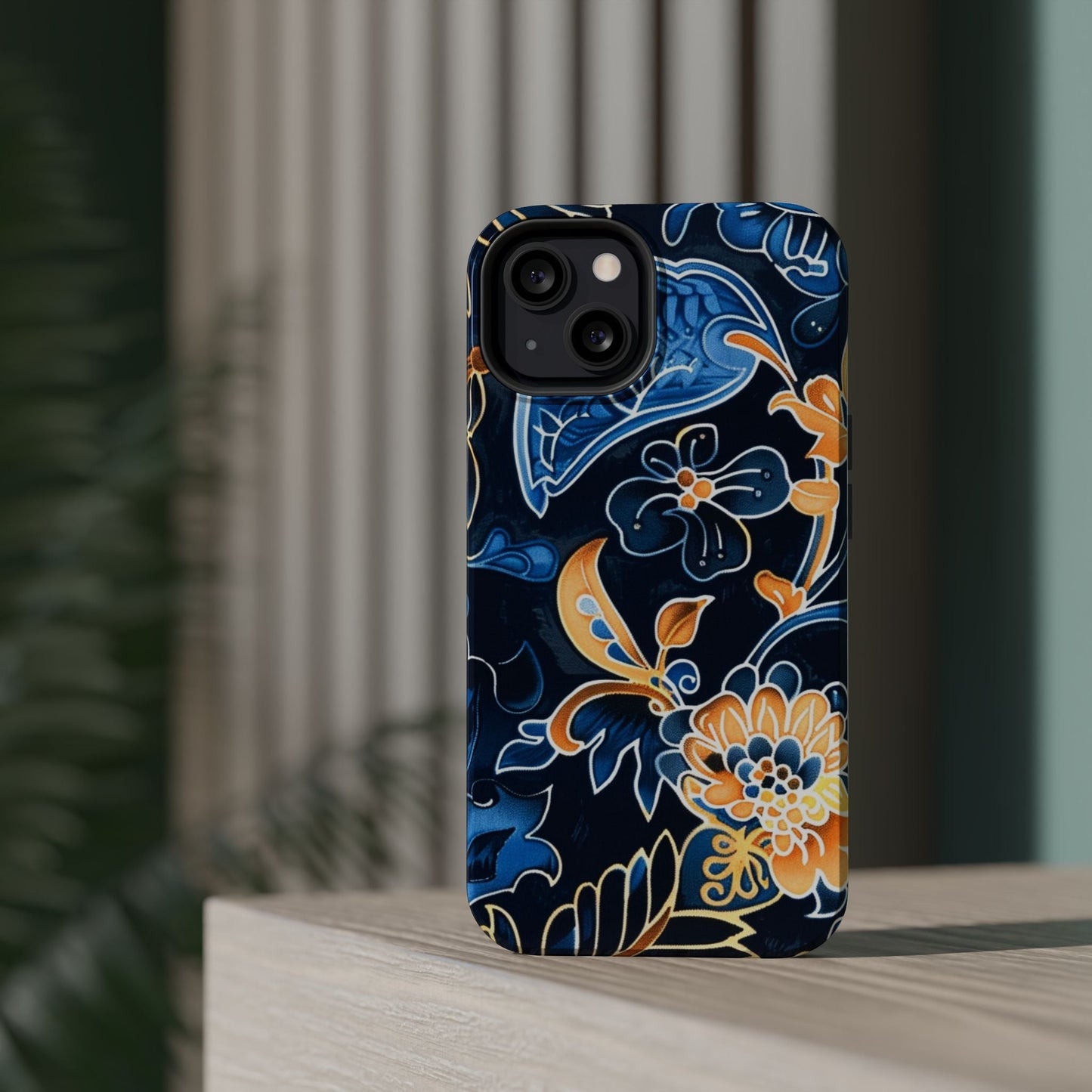 Floral Indigo Pattern Magnetic Impact Phone Case - DIGITAL X