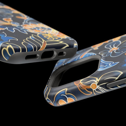 Floral Indigo Pattern Magnetic Impact Phone Case - DIGITAL X