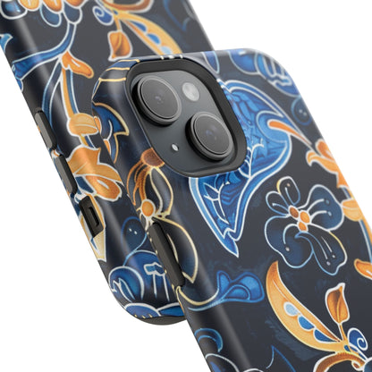 Floral Indigo Pattern Magnetic Impact Phone Case - DIGITAL X