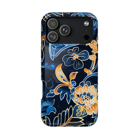 Floral Indigo Pattern Magnetic Impact Phone Case - DIGITAL X
