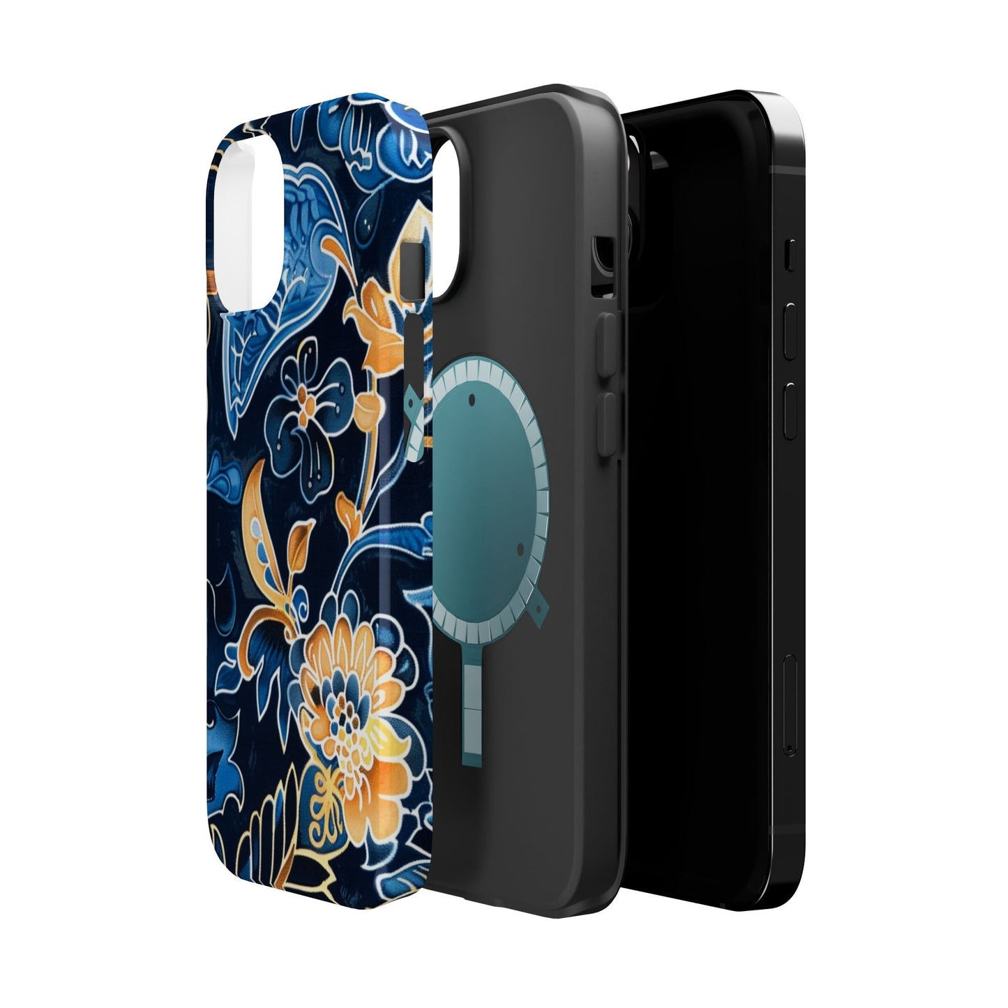 Floral Indigo Pattern Magnetic Impact Phone Case - DIGITAL X