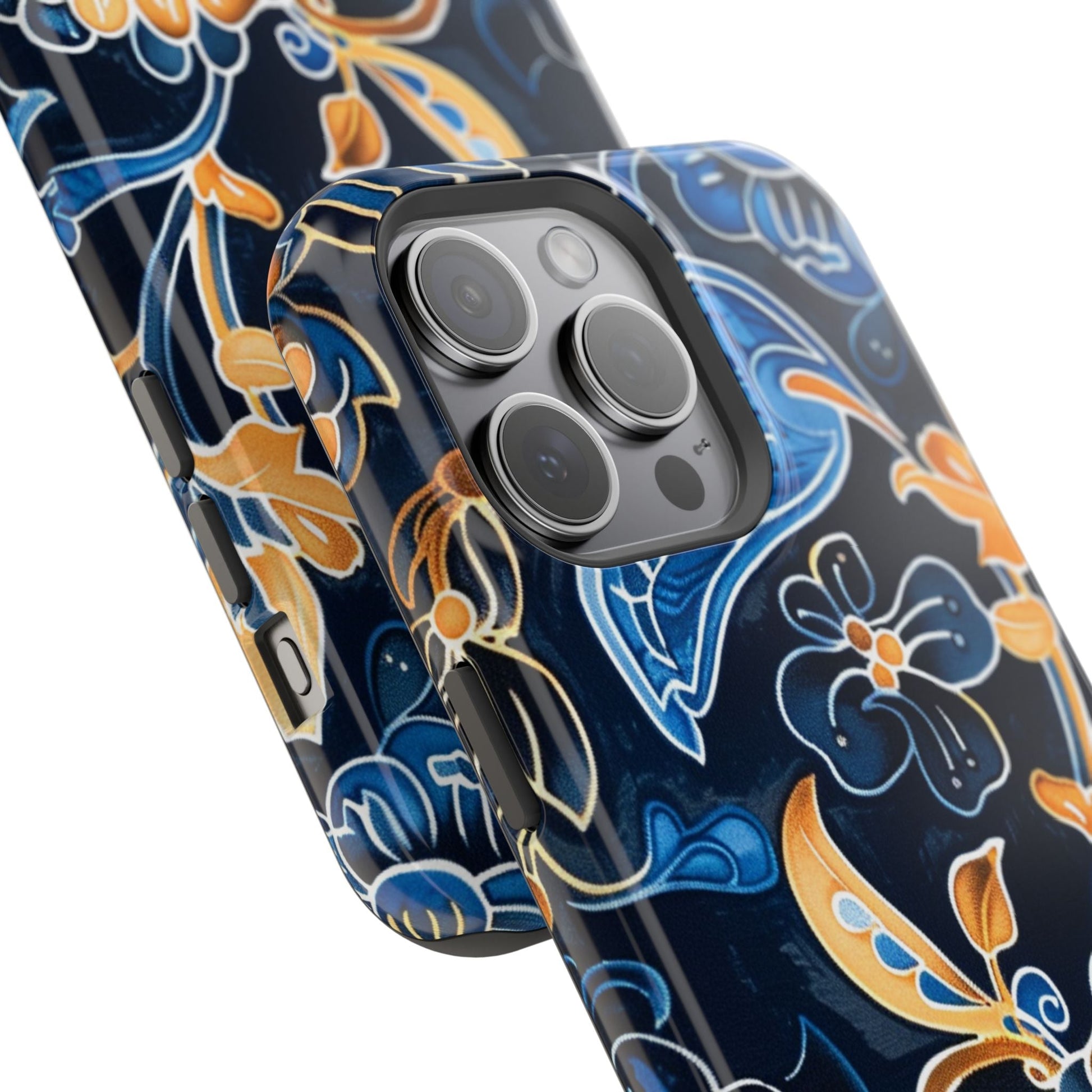 Floral Indigo Pattern Magnetic Impact Phone Case - DIGITAL X