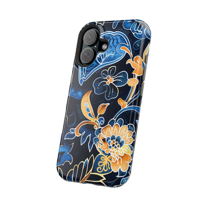 Floral Indigo Pattern Magnetic Impact Phone Case - DIGITAL X
