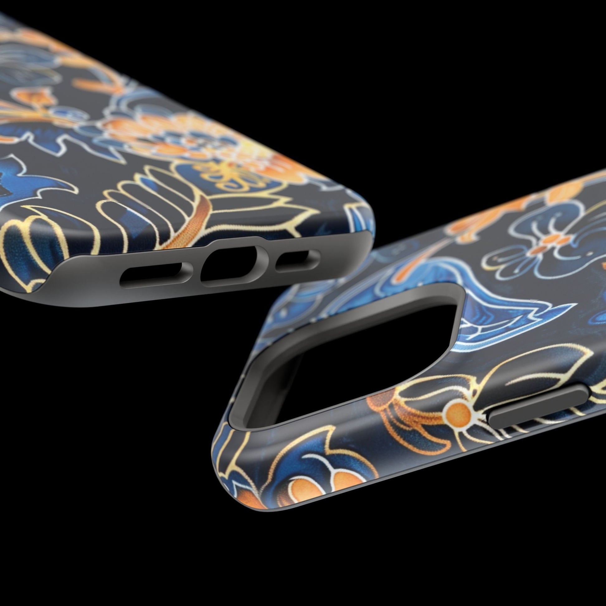 Floral Indigo Pattern Magnetic Impact Phone Case - DIGITAL X