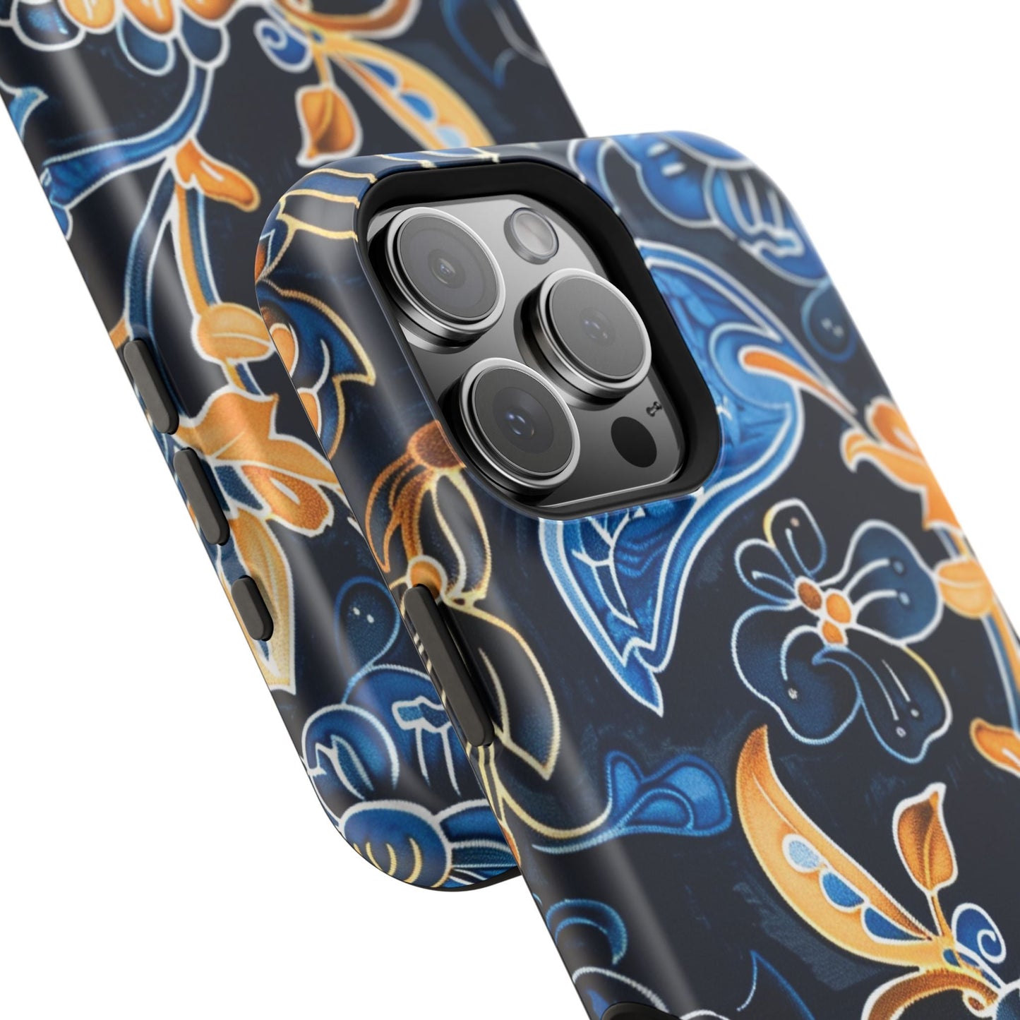 Floral Indigo Pattern Magnetic Impact Phone Case - DIGITAL X