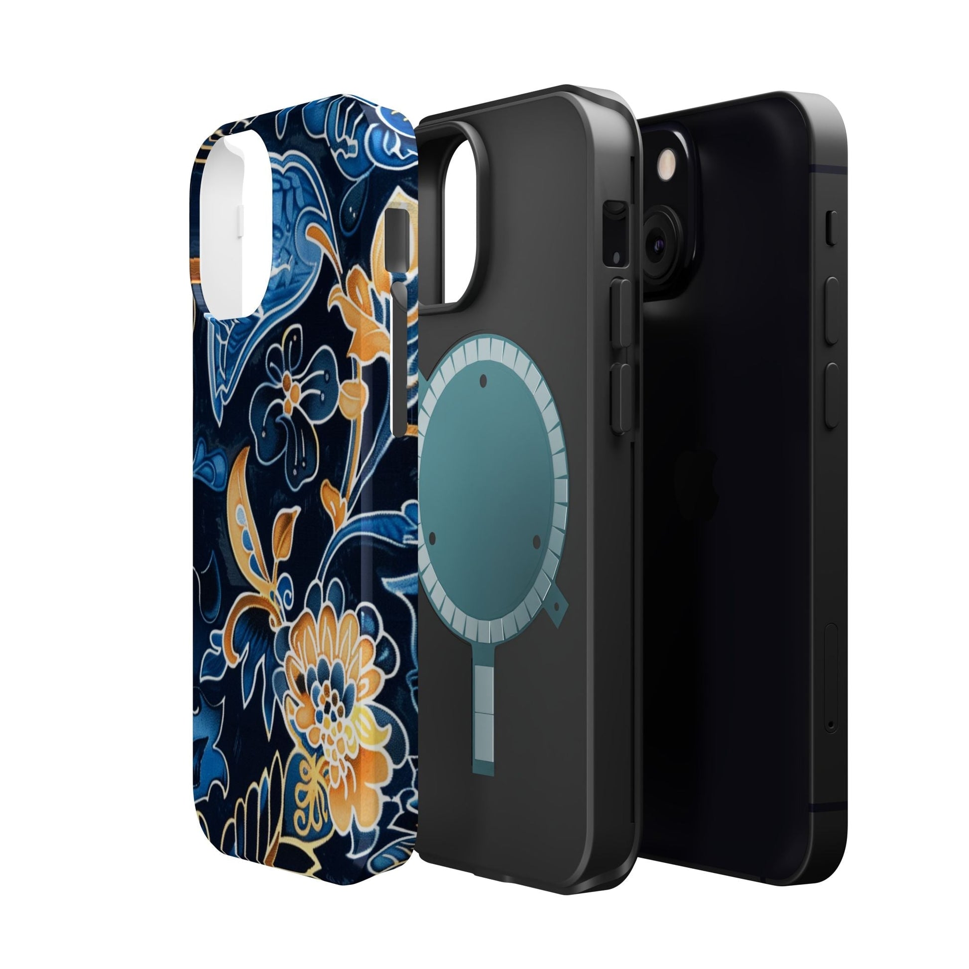 Floral Indigo Pattern Magnetic Impact Phone Case - DIGITAL X