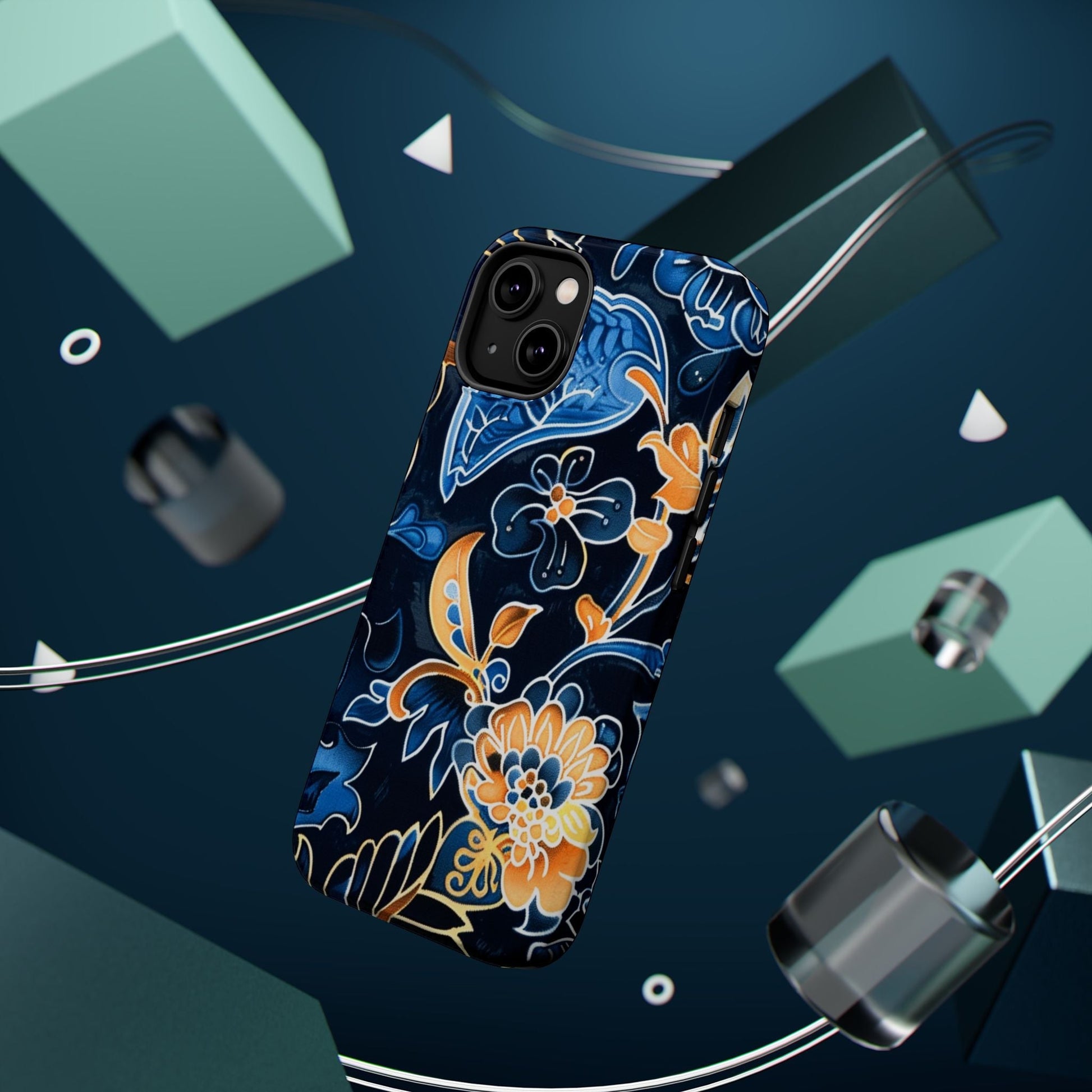 Floral Indigo Pattern Magnetic Impact Phone Case - DIGITAL X