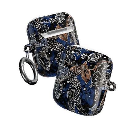 Floral Koi AirPod Case – Blue Watercolor Protective Cover - DIGITAL X