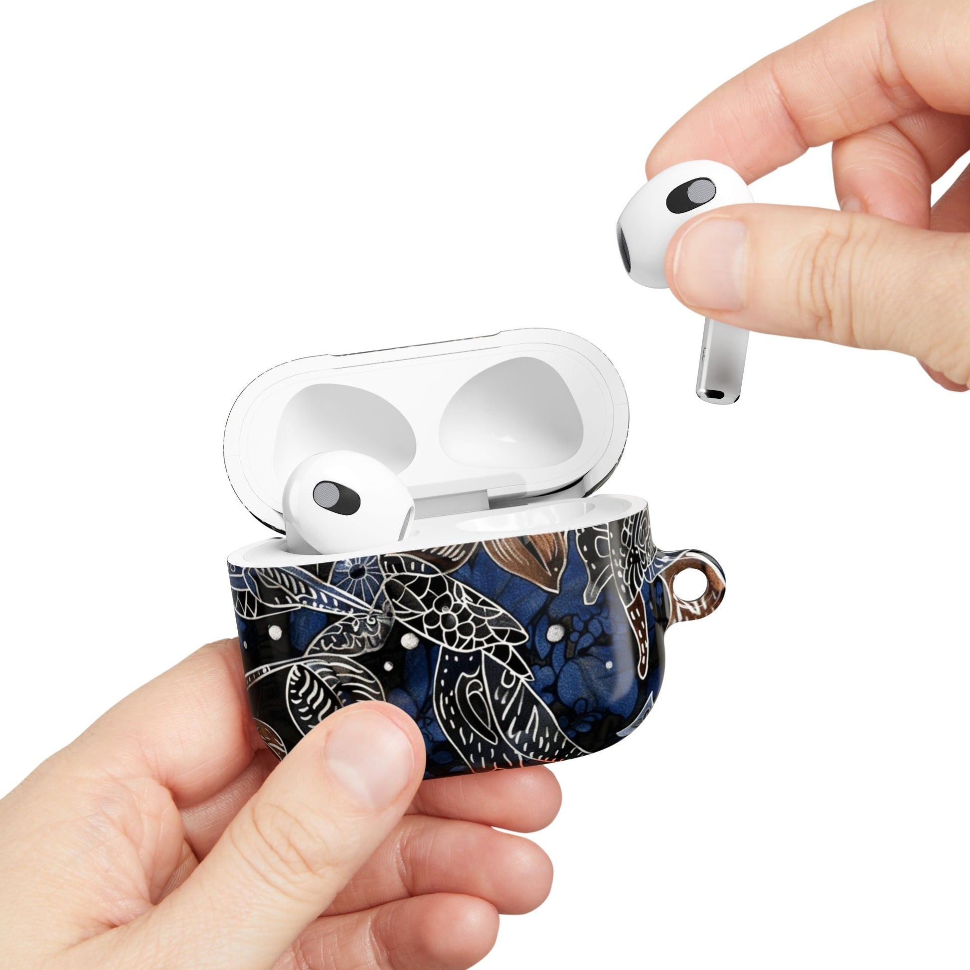 Floral Koi AirPod Case – Blue Watercolor Protective Cover - DIGITAL X