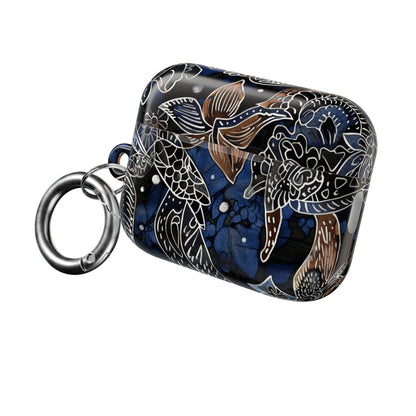Floral Koi AirPod Case – Blue Watercolor Protective Cover - DIGITAL X