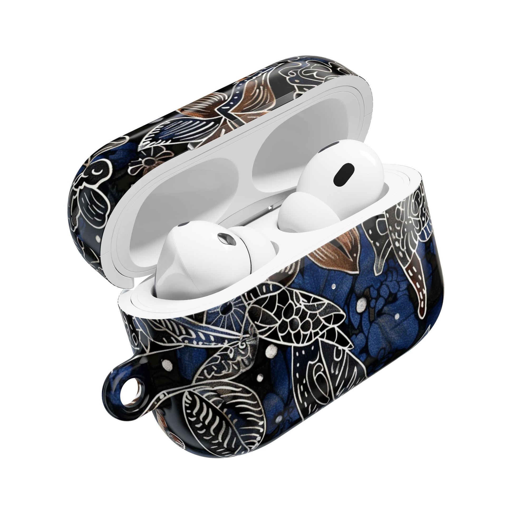 Floral Koi AirPod Case – Blue Watercolor Protective Cover - DIGITAL X