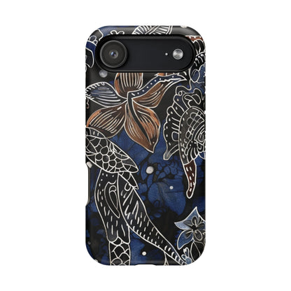 Floral Koi Phone Case — Magnetic Impact - Resistant, Navy Tattoo - Style Design - DIGITAL X