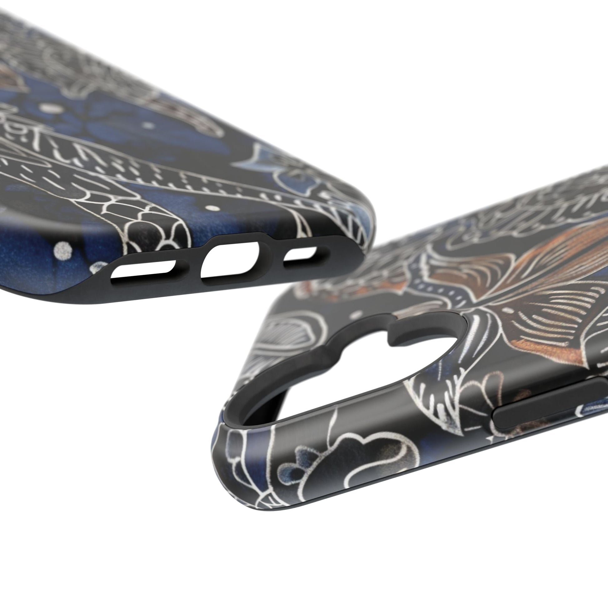 Floral Koi Phone Case — Magnetic Impact - Resistant, Navy Tattoo - Style Design - DIGITAL X