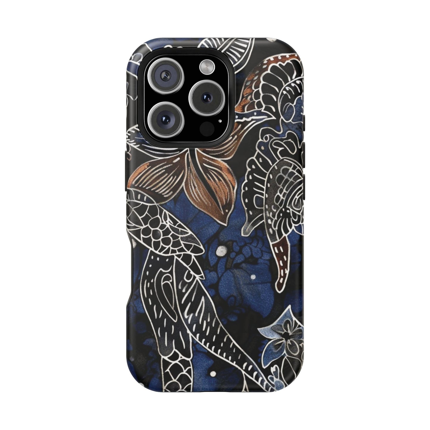 Floral Koi Phone Case — Magnetic Impact - Resistant, Navy Tattoo - Style Design - DIGITAL X