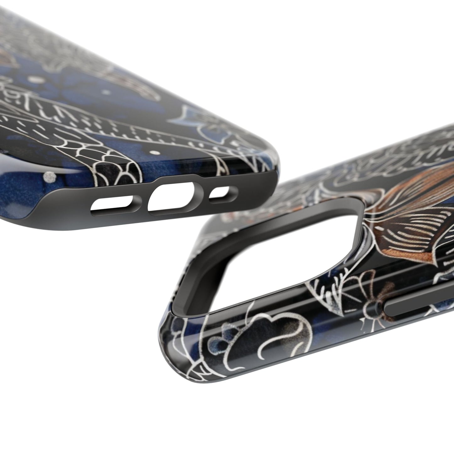 Floral Koi Phone Case — Magnetic Impact - Resistant, Navy Tattoo - Style Design - DIGITAL X