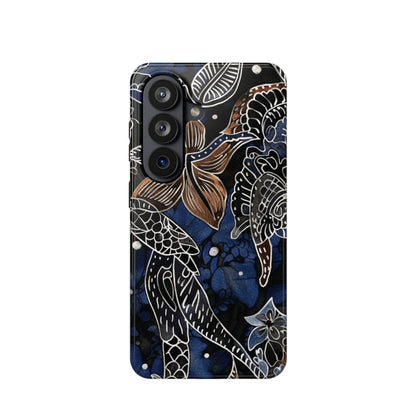 Floral Koi Phone Case — Magnetic Impact - Resistant, Navy Tattoo - Style Design - DIGITAL X