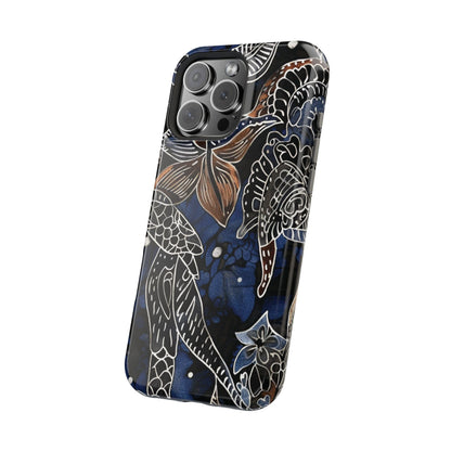 Floral Koi Phone Case — Magnetic Impact - Resistant, Navy Tattoo - Style Design - DIGITAL X