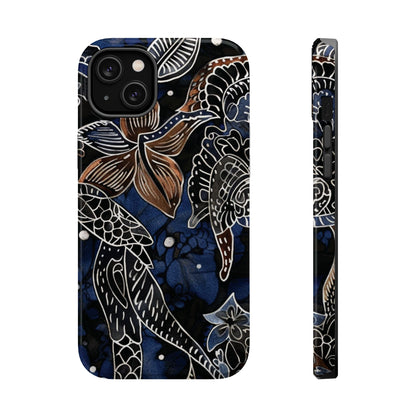Floral Koi Phone Case — Magnetic Impact - Resistant, Navy Tattoo - Style Design - DIGITAL X