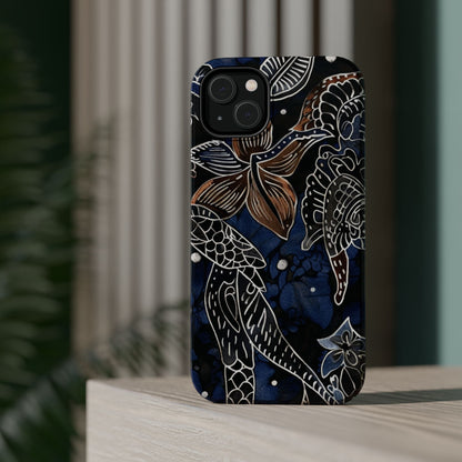 Floral Koi Phone Case — Magnetic Impact - Resistant, Navy Tattoo - Style Design - DIGITAL X