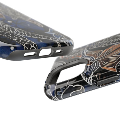 Floral Koi Phone Case — Magnetic Impact - Resistant, Navy Tattoo - Style Design - DIGITAL X