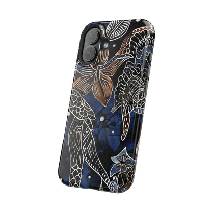 Floral Koi Phone Case — Magnetic Impact - Resistant, Navy Tattoo - Style Design - DIGITAL X