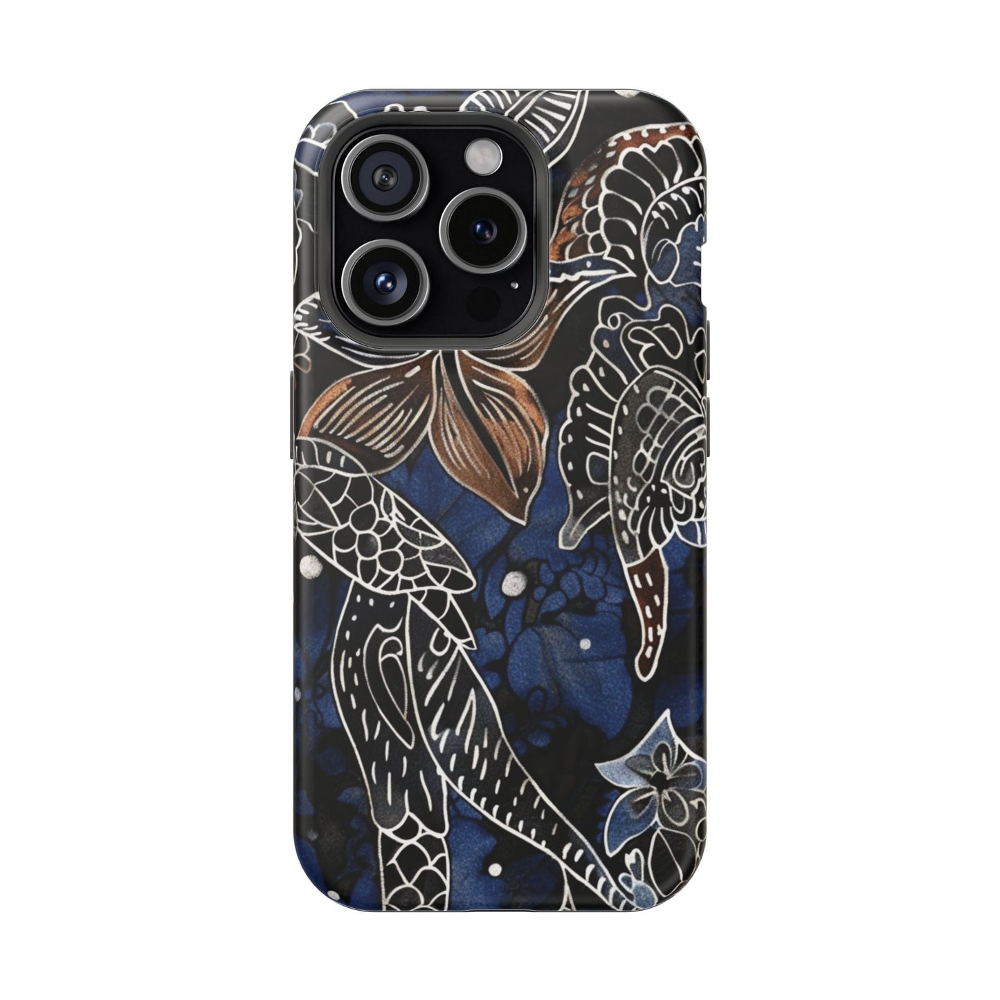 Floral Koi Phone Case — Magnetic Impact - Resistant, Navy Tattoo - Style Design - DIGITAL X
