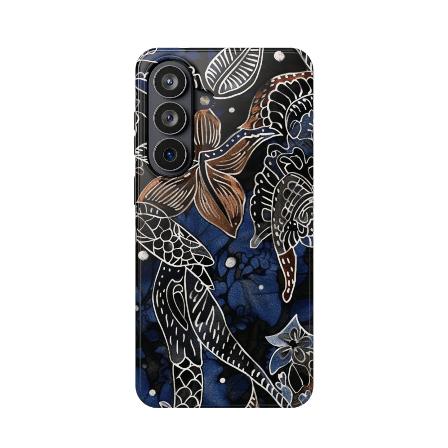 Floral Koi Phone Case — Magnetic Impact - Resistant, Navy Tattoo - Style Design - DIGITAL X