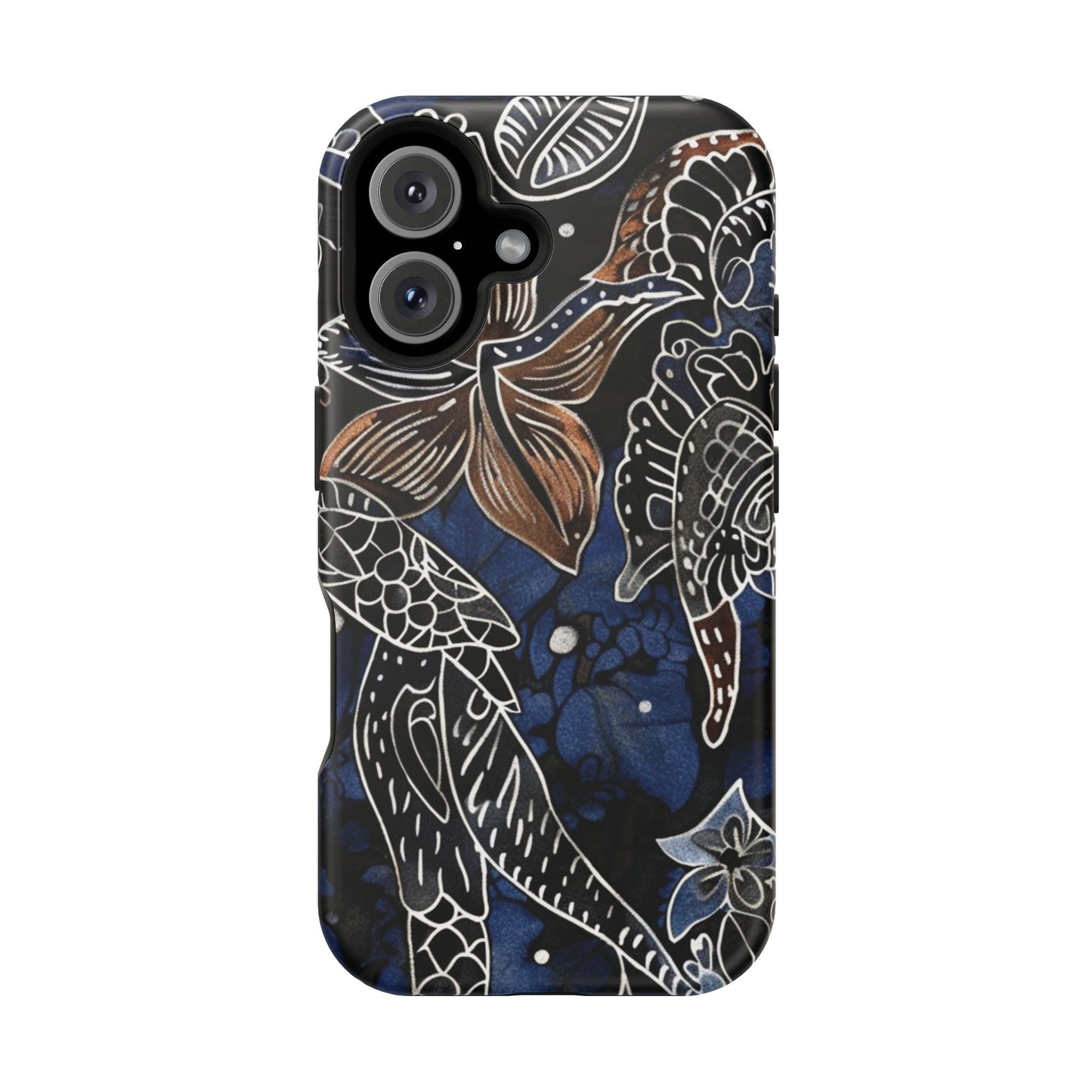 Floral Koi Phone Case — Magnetic Impact - Resistant, Navy Tattoo - Style Design - DIGITAL X
