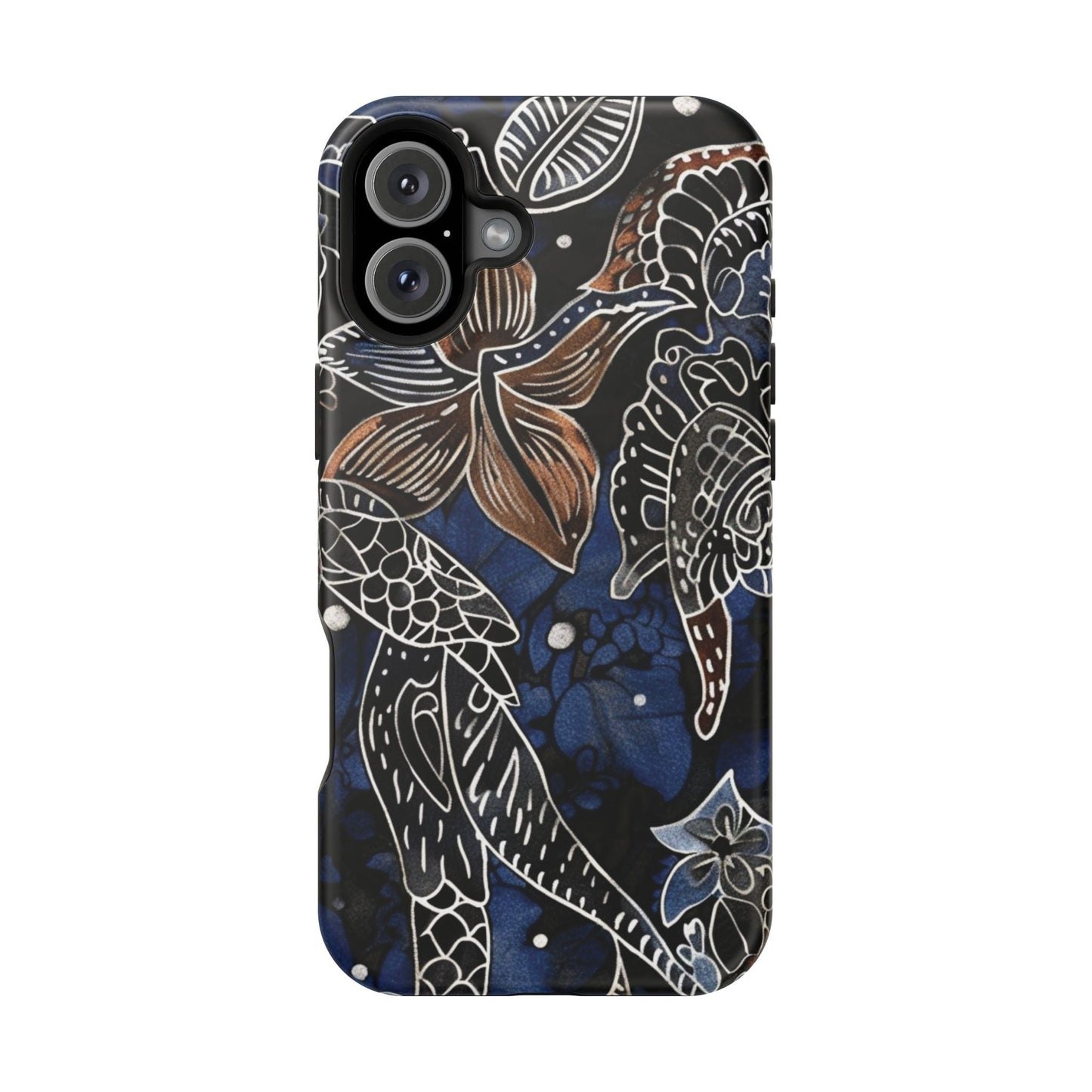 Floral Koi Phone Case — Magnetic Impact - Resistant, Navy Tattoo - Style Design - DIGITAL X
