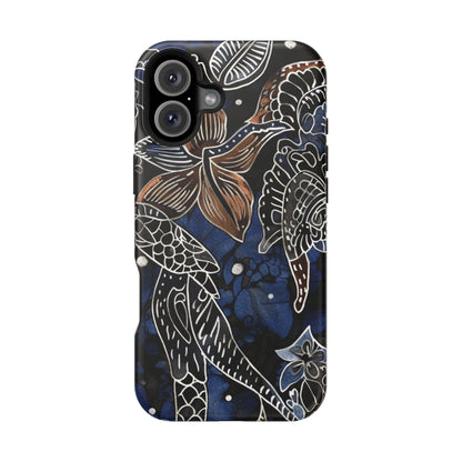 Floral Koi Phone Case — Magnetic Impact - Resistant, Navy Tattoo - Style Design - DIGITAL X