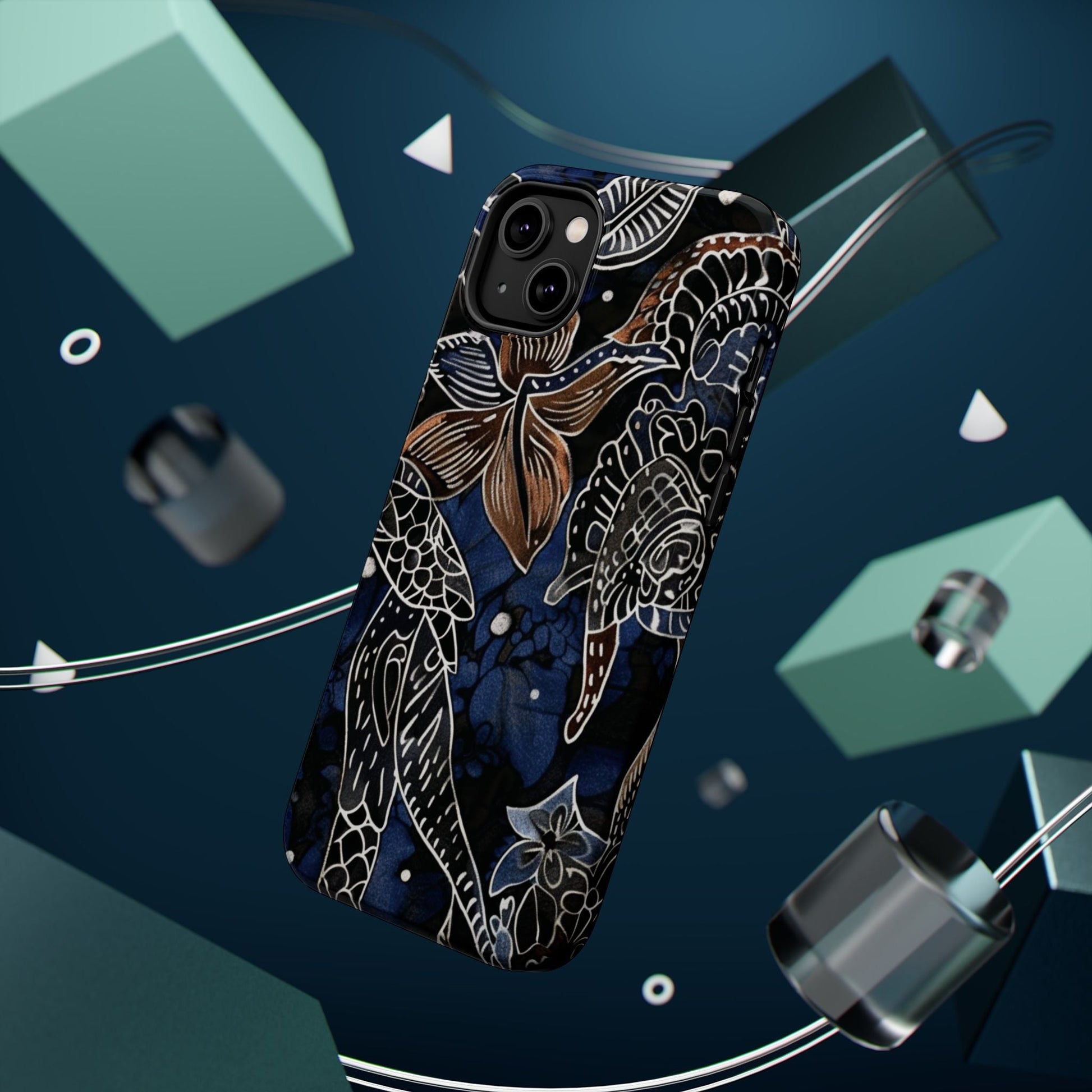Floral Koi Phone Case — Magnetic Impact - Resistant, Navy Tattoo - Style Design - DIGITAL X