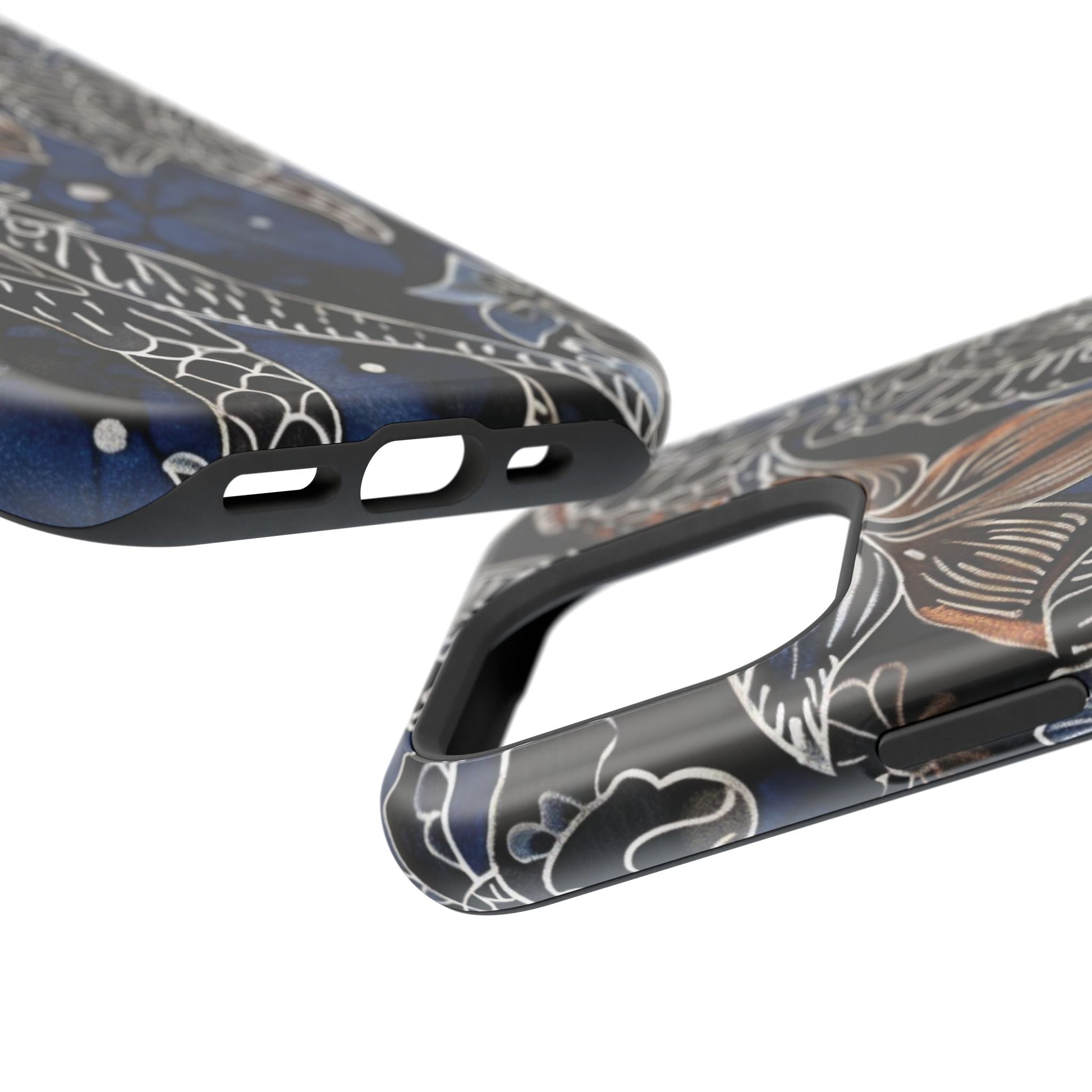 Floral Koi Phone Case — Magnetic Impact - Resistant, Navy Tattoo - Style Design - DIGITAL X