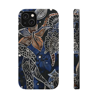 Floral Koi Phone Case — Magnetic Impact - Resistant, Navy Tattoo - Style Design - DIGITAL X