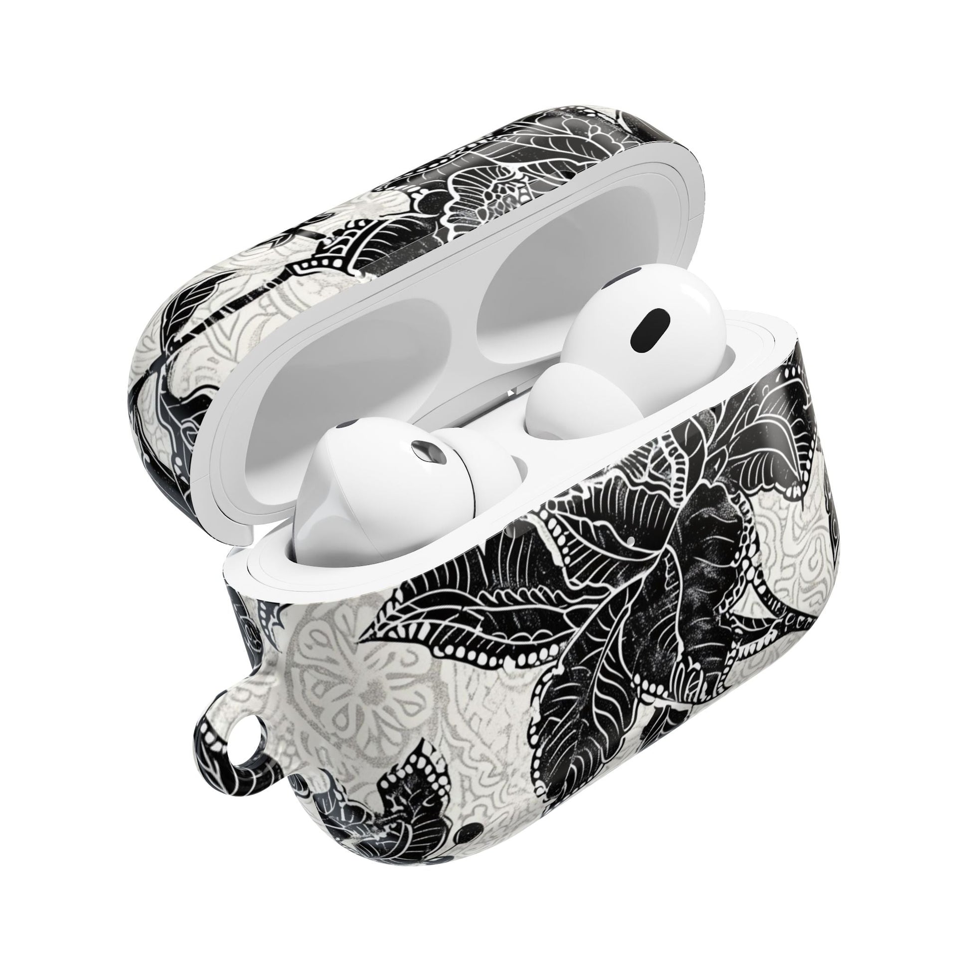 Floral Lace AirPod Case — Black & White Botanical Protective Cover - DIGITAL X