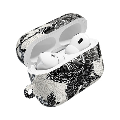 Floral Lace AirPod Case — Black & White Botanical Protective Cover - DIGITAL X