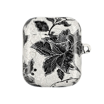 Floral Lace AirPod Case — Black & White Botanical Protective Cover - DIGITAL X