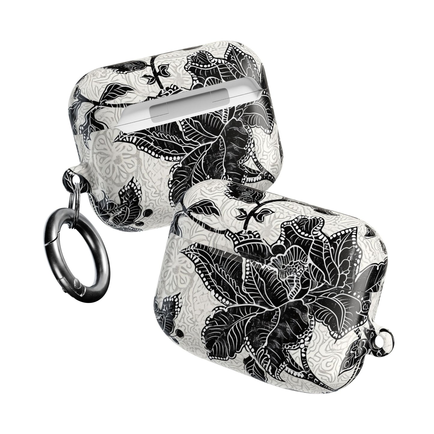 Floral Lace AirPod Case — Black & White Botanical Protective Cover - DIGITAL X