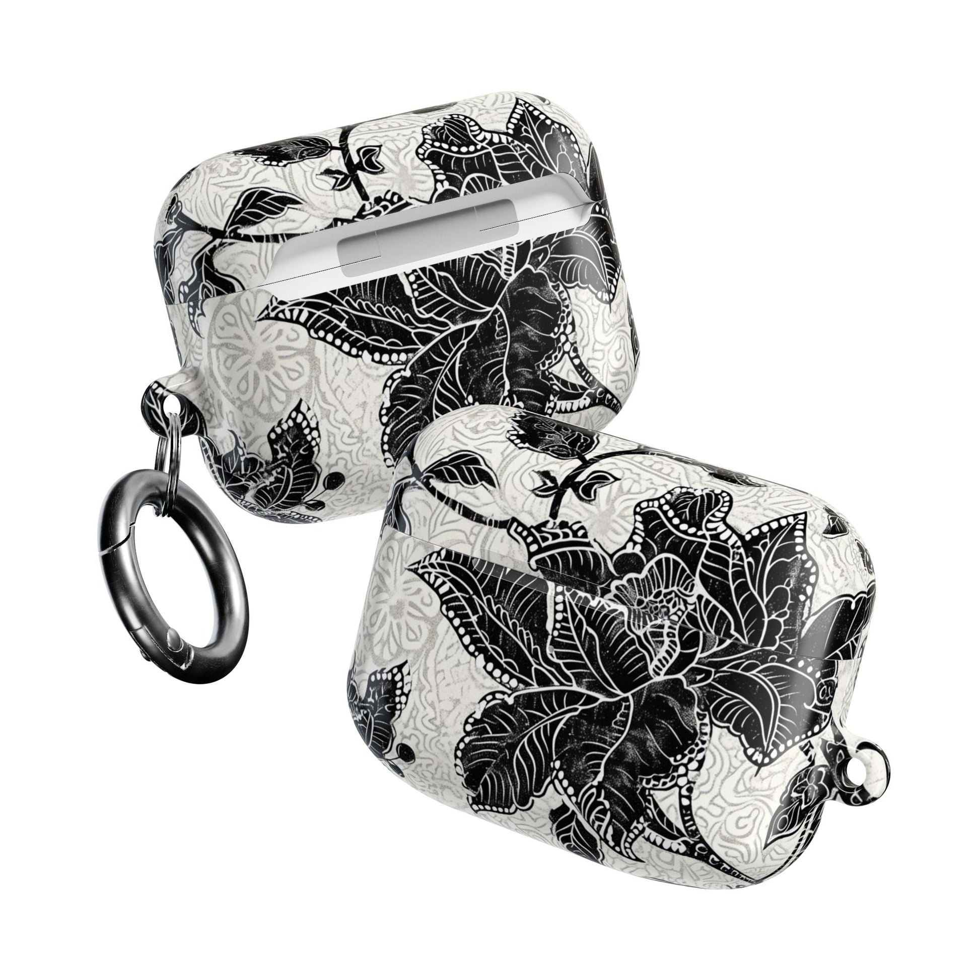 Floral Lace AirPod Case — Black & White Botanical Protective Cover - DIGITAL X
