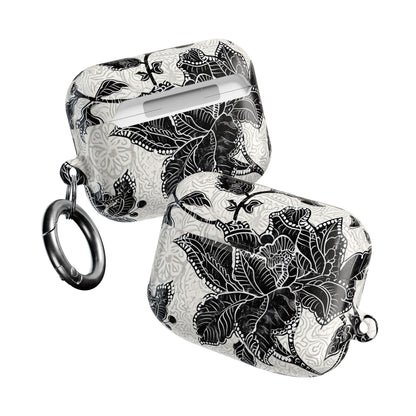 Floral Lace AirPod Case — Black & White Botanical Protective Cover - DIGITAL X