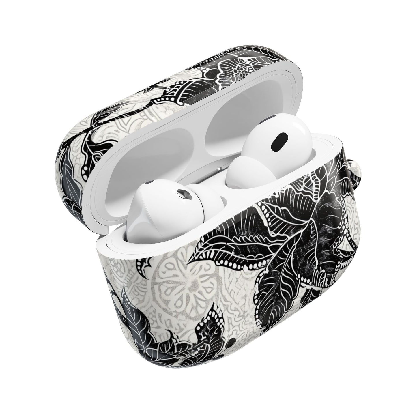 Floral Lace AirPod Case — Black & White Botanical Protective Cover - DIGITAL X