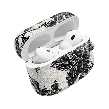 Floral Lace AirPod Case — Black & White Botanical Protective Cover - DIGITAL X