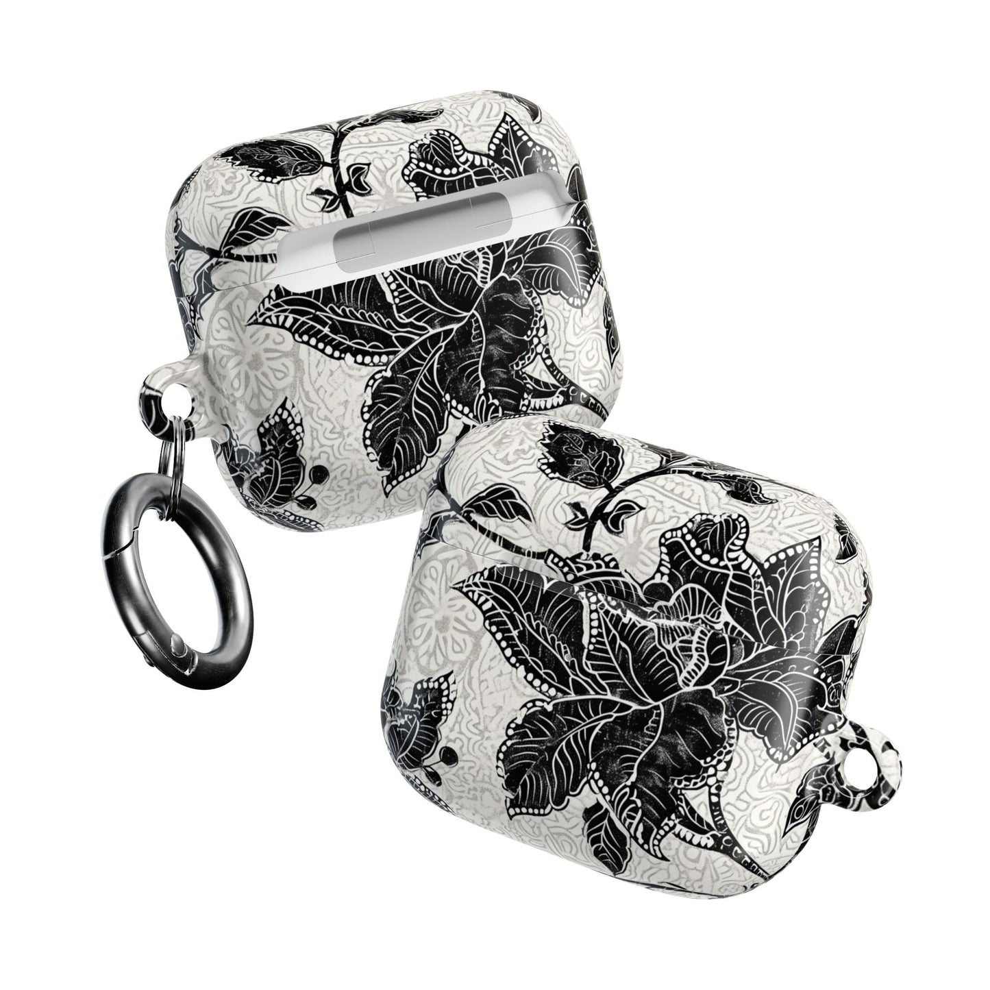 Floral Lace AirPod Case — Black & White Botanical Protective Cover - DIGITAL X
